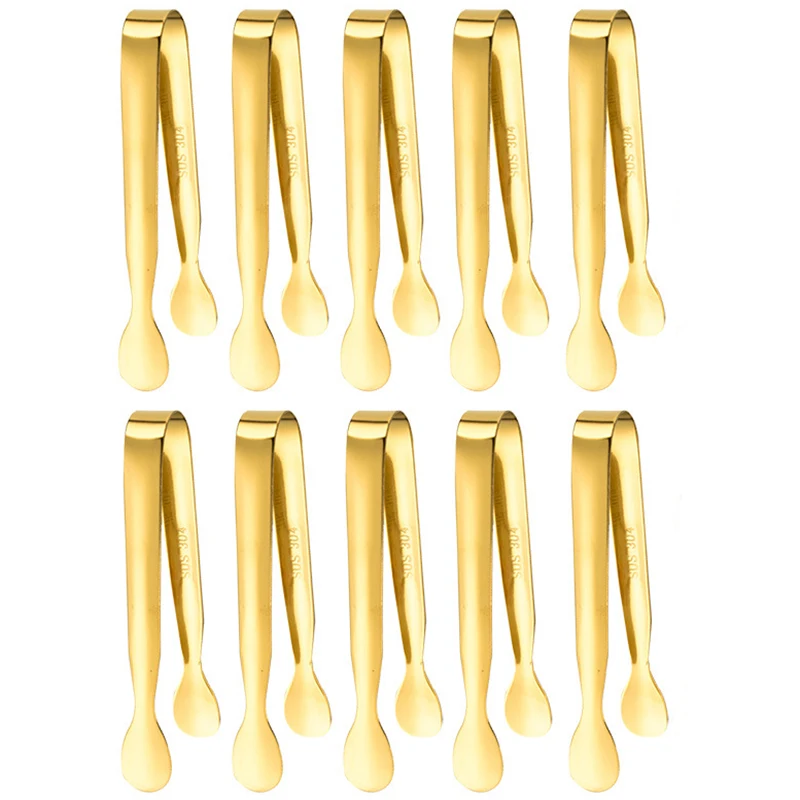

10-Piece Mini Serving Tongs Appetizer Tongs 304 Stainless Steel Mini Tongs for Ice Cube Dessert Sugar Ice Tongs Kitchen Tools