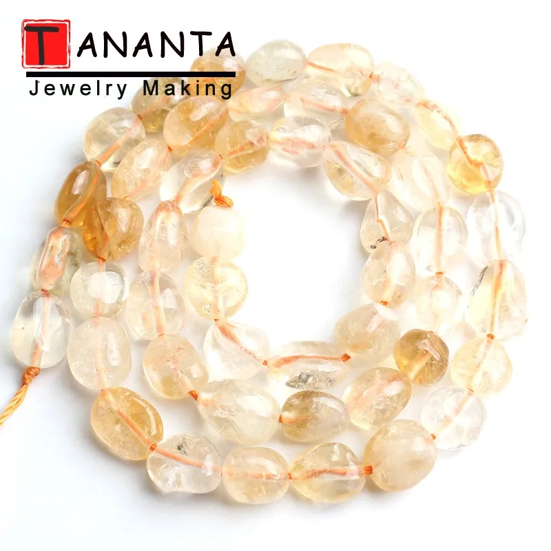 5-8mm Irregular Yellow Crystal Quartz Citrines Natural Stone Loose Spacer Beads For Jewelry Making DIY Bracelet Necklace 15 inch | Украшения