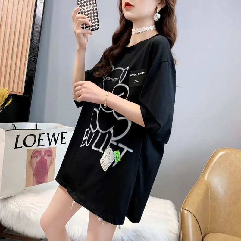 

Take care of the fashionable short sleeve T-shirt women's fashion summer 2021 new Korean style Joker size age reduction clothes