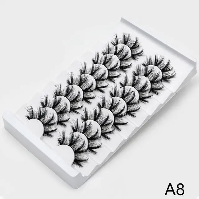 8/20 пар, натуральные 3D накладные ресницы, 15-20 мм, накладные ресницы, набор для макияжа, накладные ресницы из искусственной норки, 25 мм, шелковые ресницы «maquiagem» - Цвет: A8