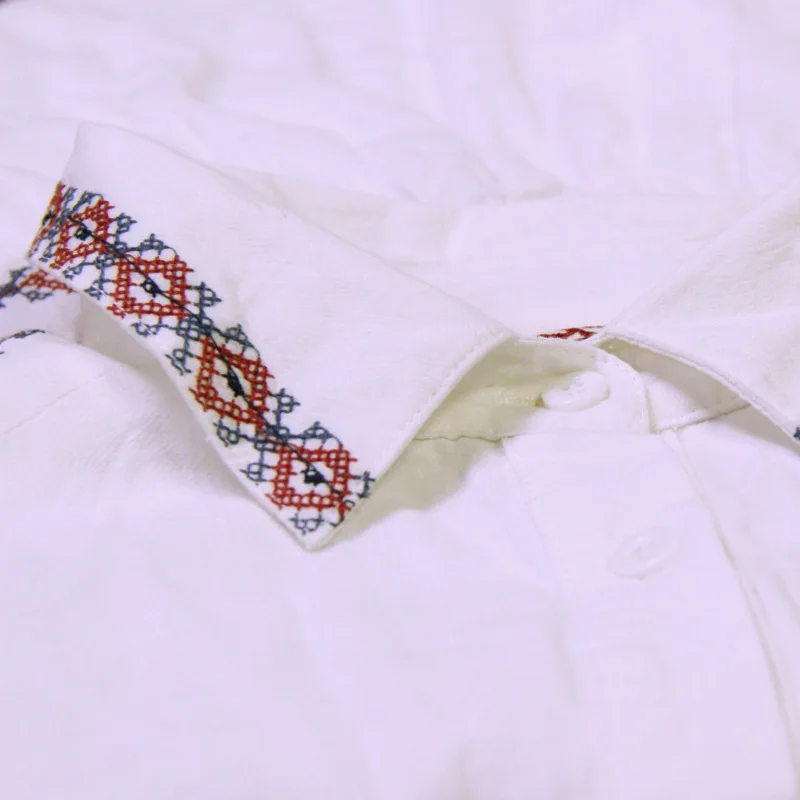 

SeeBeautiful New Fashion Spring 2021 Lapel Long Sleeve Blouse Single Breasted Back Embroidered Asymmetry Loose Shirt Women A736