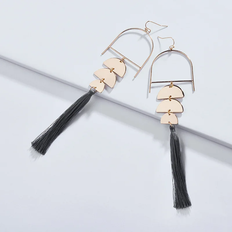 Женские полукруглые металлические серьги-кисточки LUNA CHIAO новый дизайн 2020 |