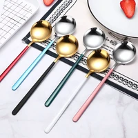 stylish green pink black white blue plated thin long handle silver gold stainless steel 304 tea coffee spoon teaspoon
