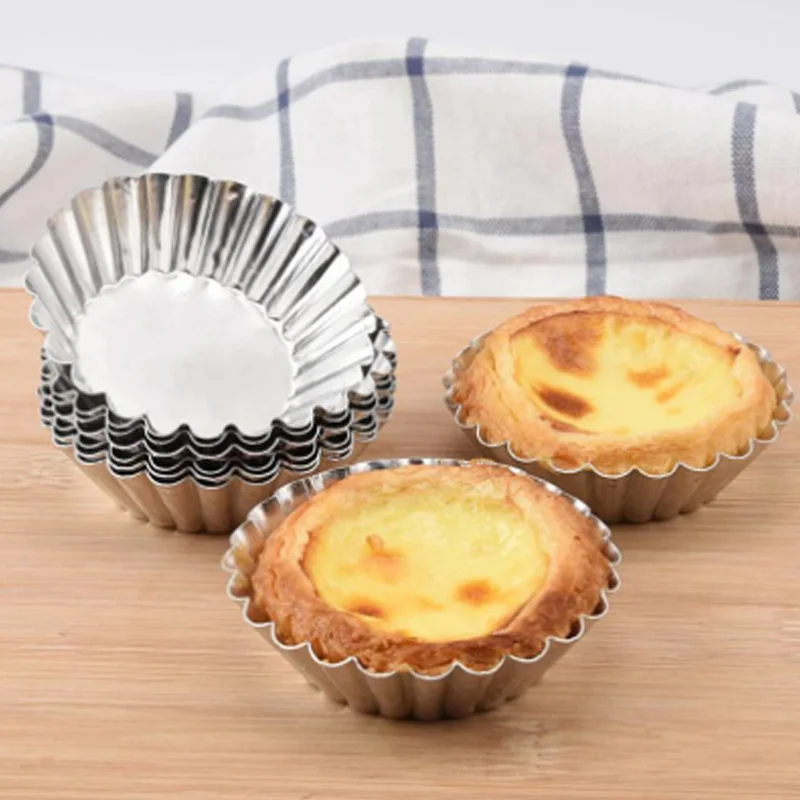 

10 Pcs Egg Tart Mold Cake Style Pasteis De Nata Oven Bake Round Custard Tin Cake Tool DIY Egg Tart Mould Kitchen Baking Tool