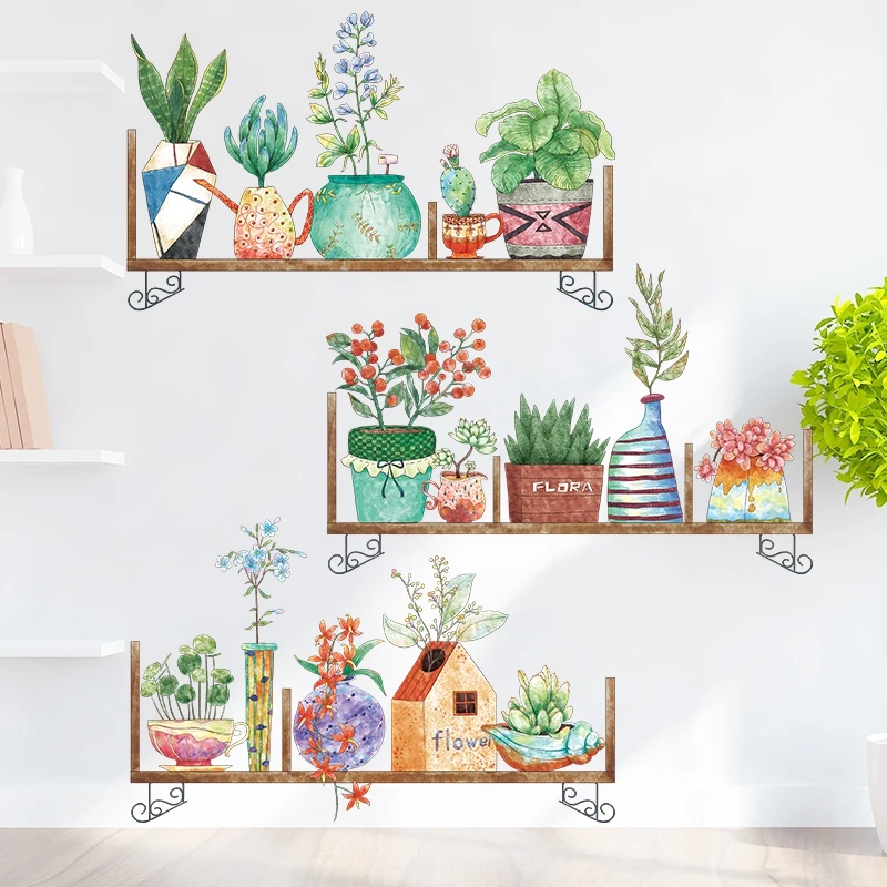 Креативные настенные наклейки с цветочным горшком для гостиной спальни детской
