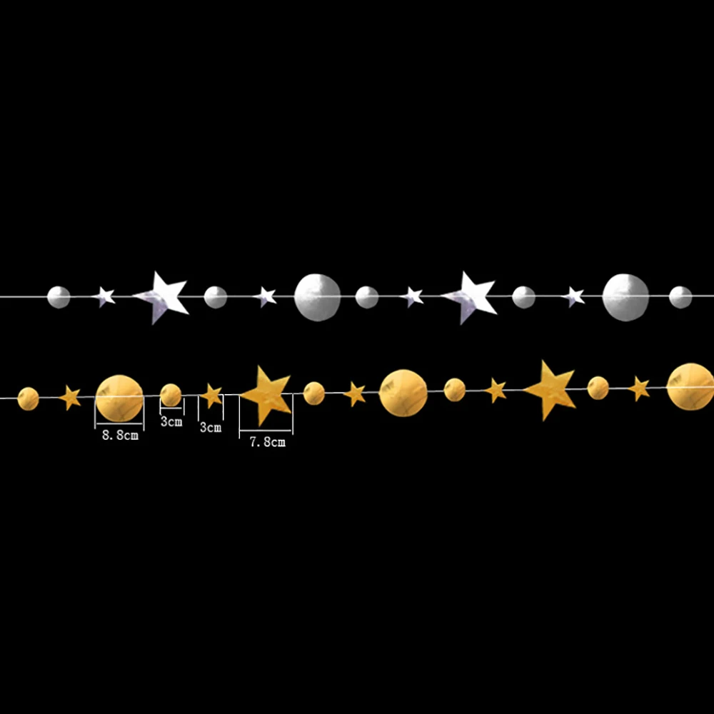 4 м зеркальный эффект бумага Звезда Круглый венок блестящие занавески флэш