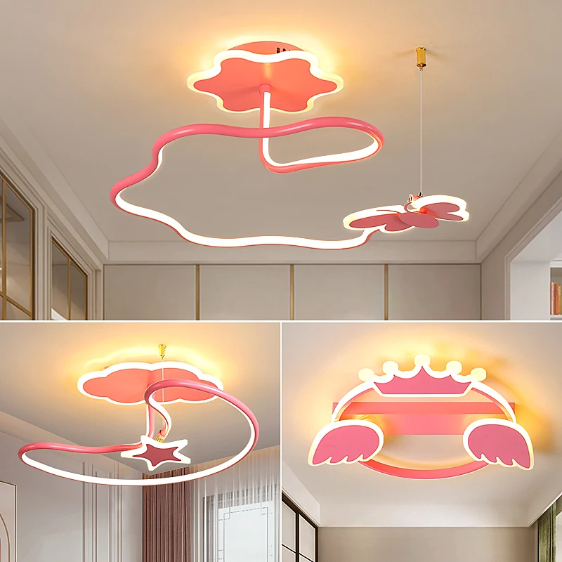 

Modern Led Ceiling Lights for Bedroom Children Room Home Deco Cartoon pink fancy Ceiling lamp for kids bedroom Baby boys girls