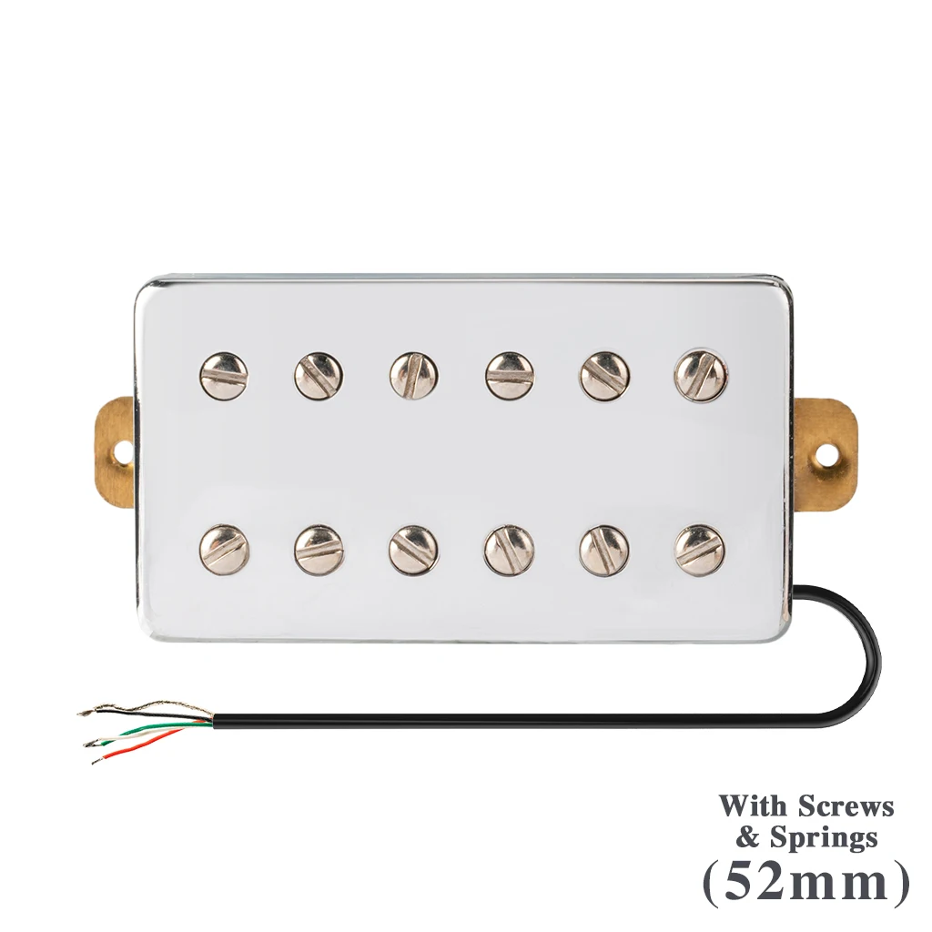 

NAOMI Chrome Guitar Humbucker Pickups Double Coil Pickup Bridge 52mm w/ 12pcs Height Adjustable Screws For LP Style Guitar