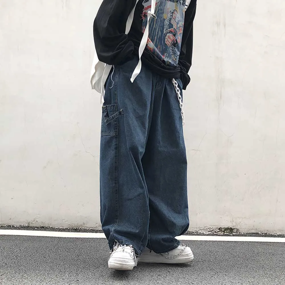 Trend Oversize Harem Jeans Men Women bf Denim Pants Wide Leg Trousers Loose Baggy Japan Overalls Street Hiphop Jeans Cargo Pants