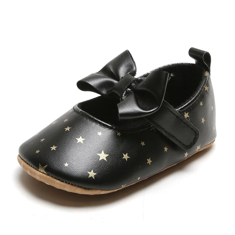 

Toddler Girls Crib PU Shoes Newborn Baby Bowknot Soft Sole Prewalker Stars Print Sneakers Baby First Walkers Bowknot Shoess