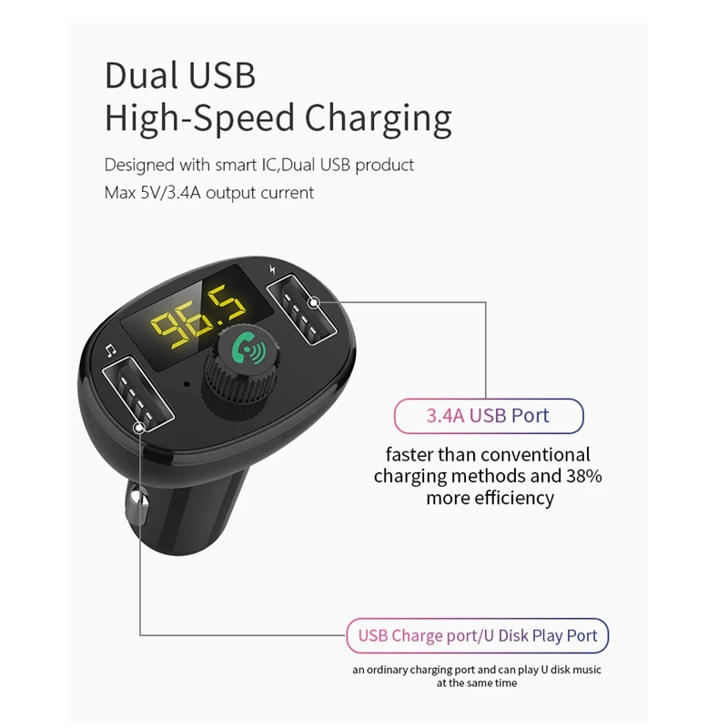Универсальный автомобильный Грузовик MP3-плеер Bluetooth Hands-Free прикуриватель USB