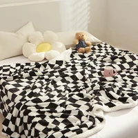 retro checkerboard plaid throw blanket child bed quilt cover 150x200cm winter soft warm sofa chair nap throw blanket bedspread