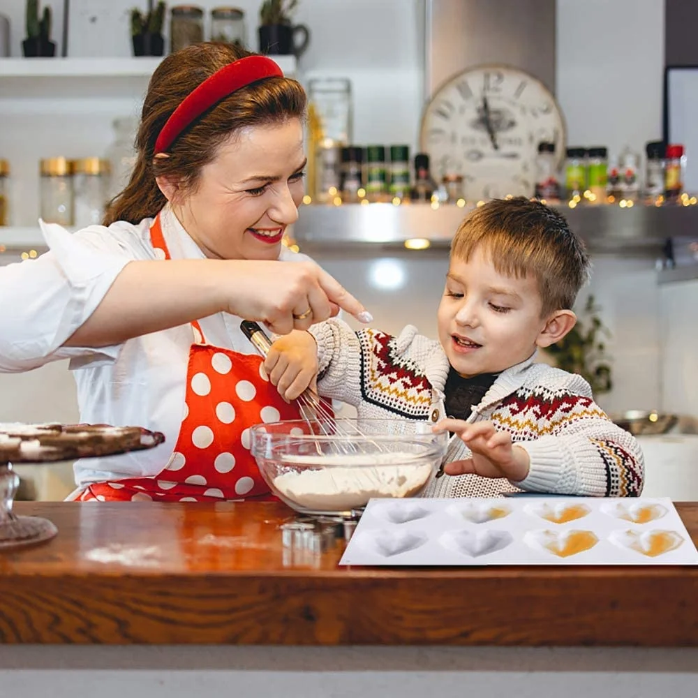 

Silicone 8-Holt Diamond Love Heart-shaped Silicone Malls For Spons Broods Mousse Chocolate Dessert Baking moulds