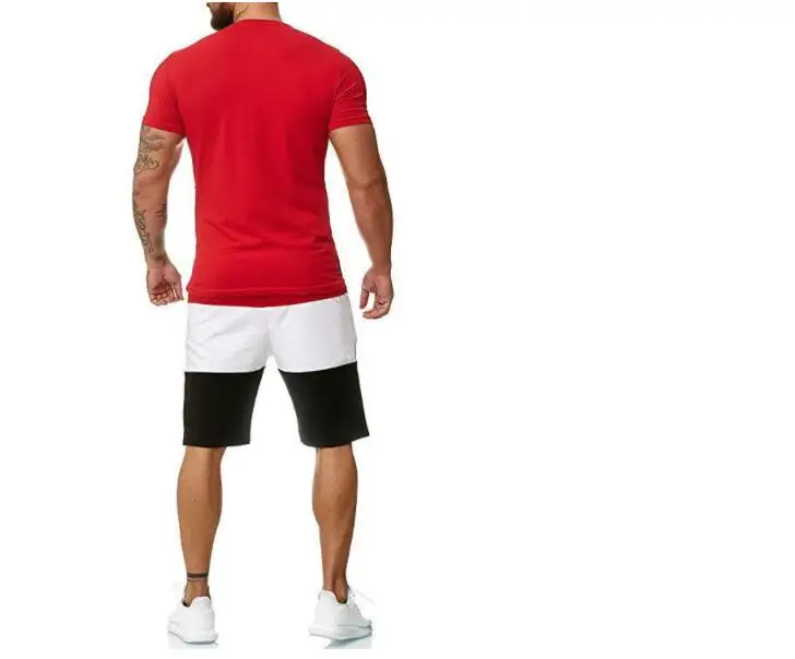 

Summer Hawaiian sports suit men's casual fashion spliced T-shirt + shorts suit men's two piece beach suit large size cool outfit