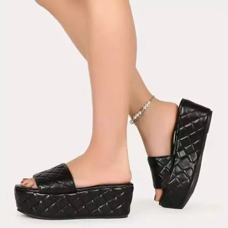 

Ladies Sandals Platform Sandals Women's Shoes Leather 2021 Summer Sandals Slippers Indoor Outdoor Beach Shoes Women's Slippers