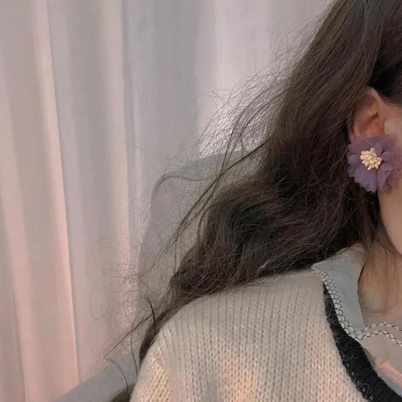 

Purple Green Flower Stud Earring Fashion Party Accessories for Women 2021