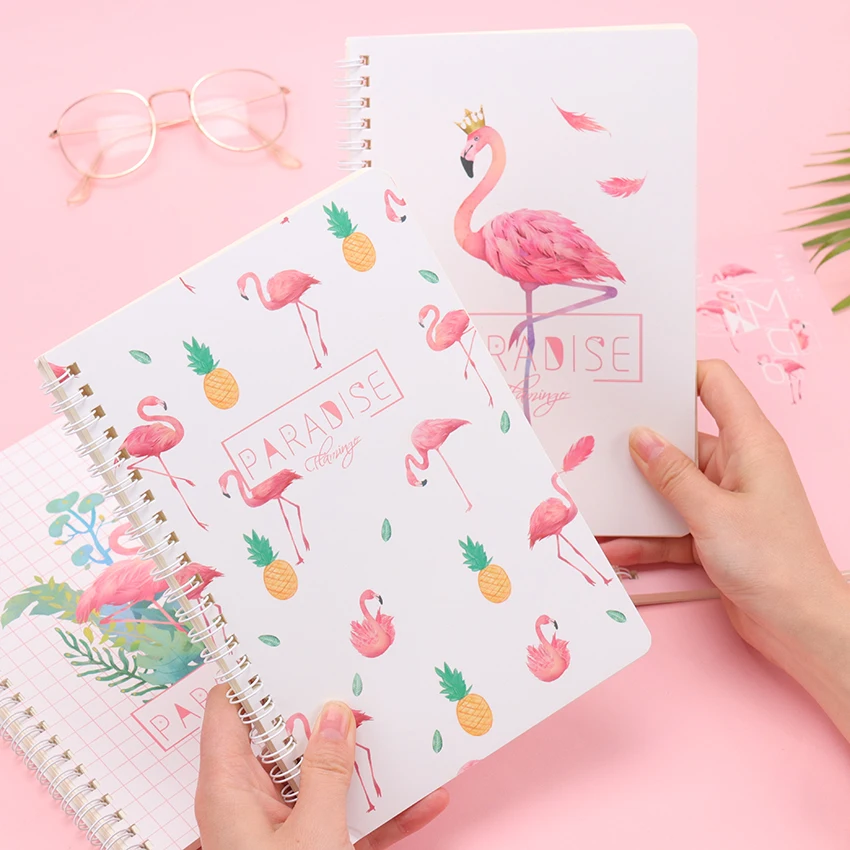

1PC Creative Stationery Flamingo Notepad A5 Notebook Small Fresh Coils This Hand Ledger Student Supplies 120 Pages