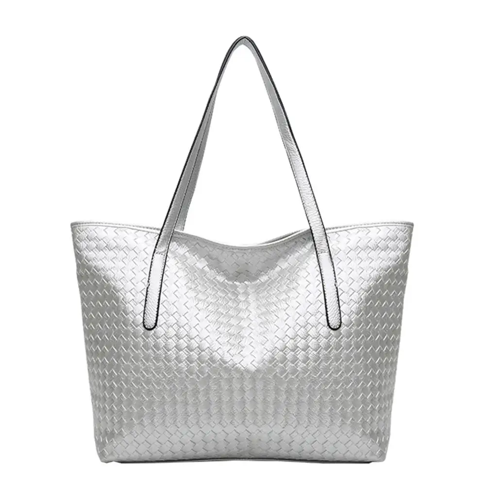 Большая сумка для осени и зимы модная плетеная простая покупок через плечо