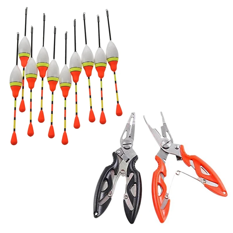 

10 шт./компл. Карп флуоресцентный буй поплавок 4. 3,0 г и 2 шт. рыболовные плоскогубцы из нержавеющей стали рыболовные ножницы