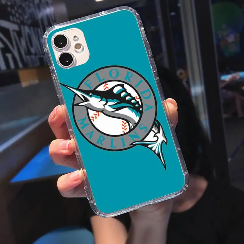 

M-Miami Marlins Soft Phone Case Transparent Case For Iphone 6 6s 7 8 Plus XR X XS 11 12 Pro Max