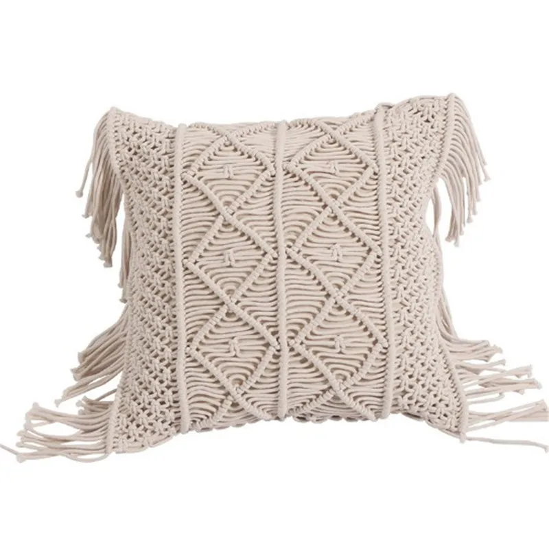 Boho Чехлы 100% из хлопка и льна горного хрусталя макраме Подушка Чехол в богемном