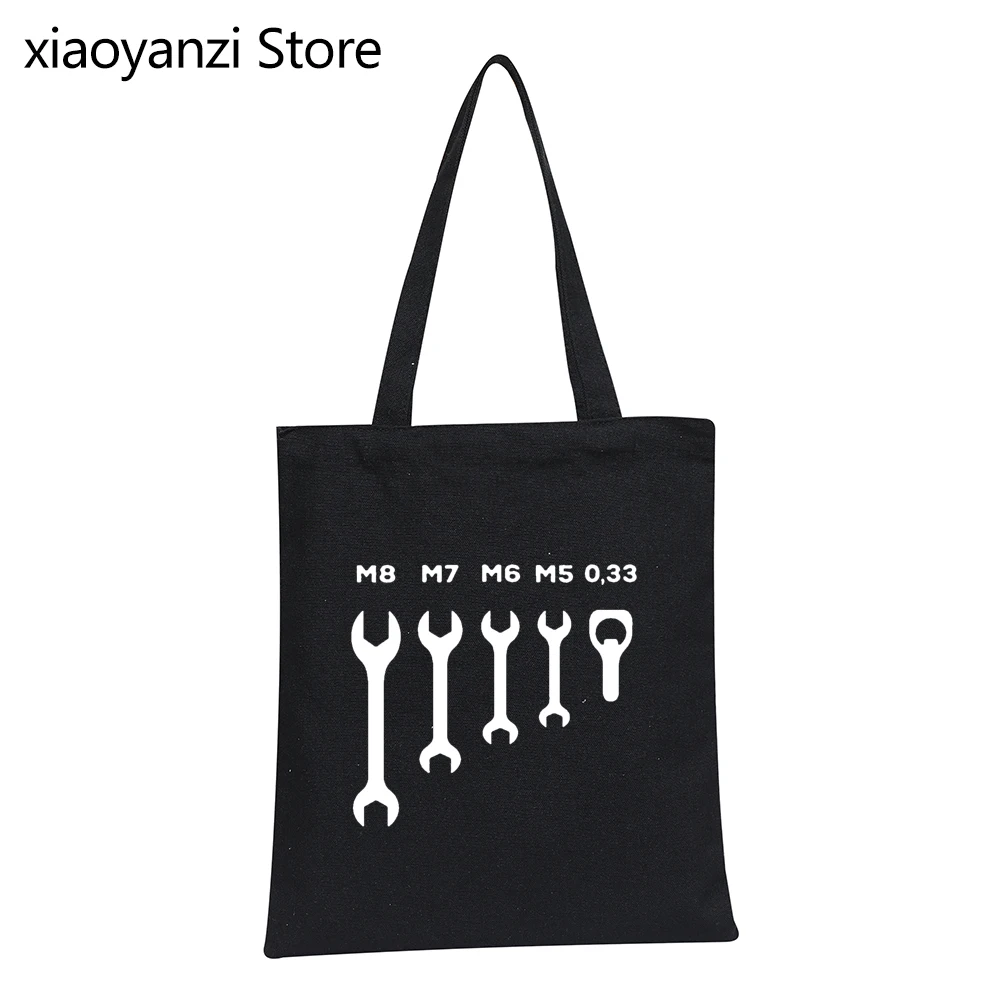 

NEW funny wrench jaw spanner beer car mechanic Canvas Shopping Bag Design Eco Handbag Tote Reusable Grocery Shoulder Bag
