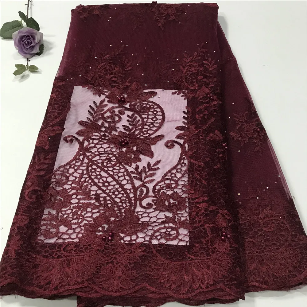 Африканская кружевная ткань 2021 высококачественное кружево с бисером/белый тюль