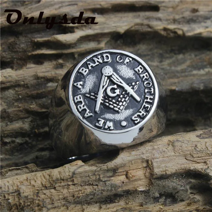 Готический Стиль Нержавеющая сталь Для мужчин кольца ЗО с эмблемой масонство