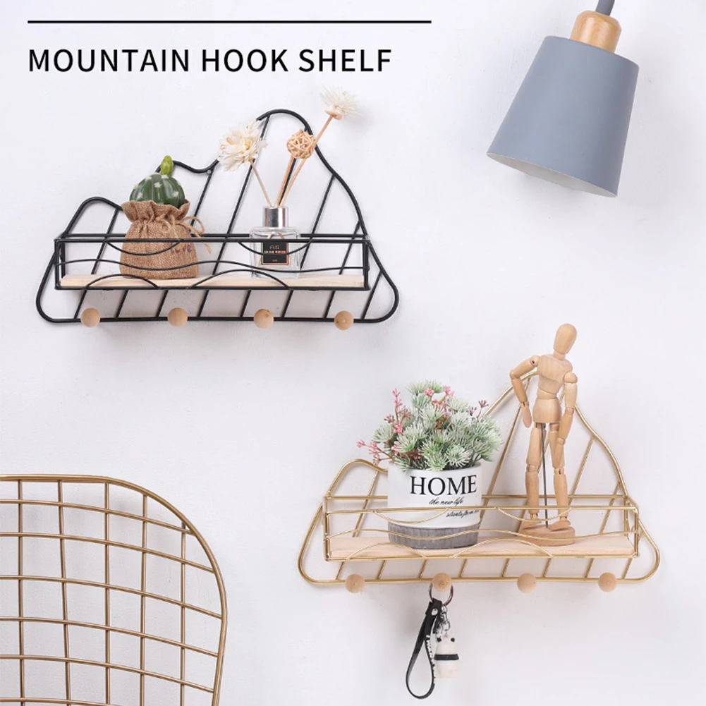 

2pcs/set Living Room Easy Install Iron Art Bedroom Wood Floating Storage Shelf Modern Hotel Wall Mount Bathroom Home Kitchen