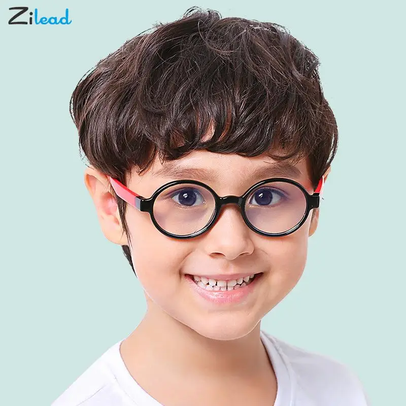 

Zilead Новая Детская анти-синий светильник очки туфли на плоской подошве с круглым носком, зеркало для маленьких мальчиков и девочек компьютер...