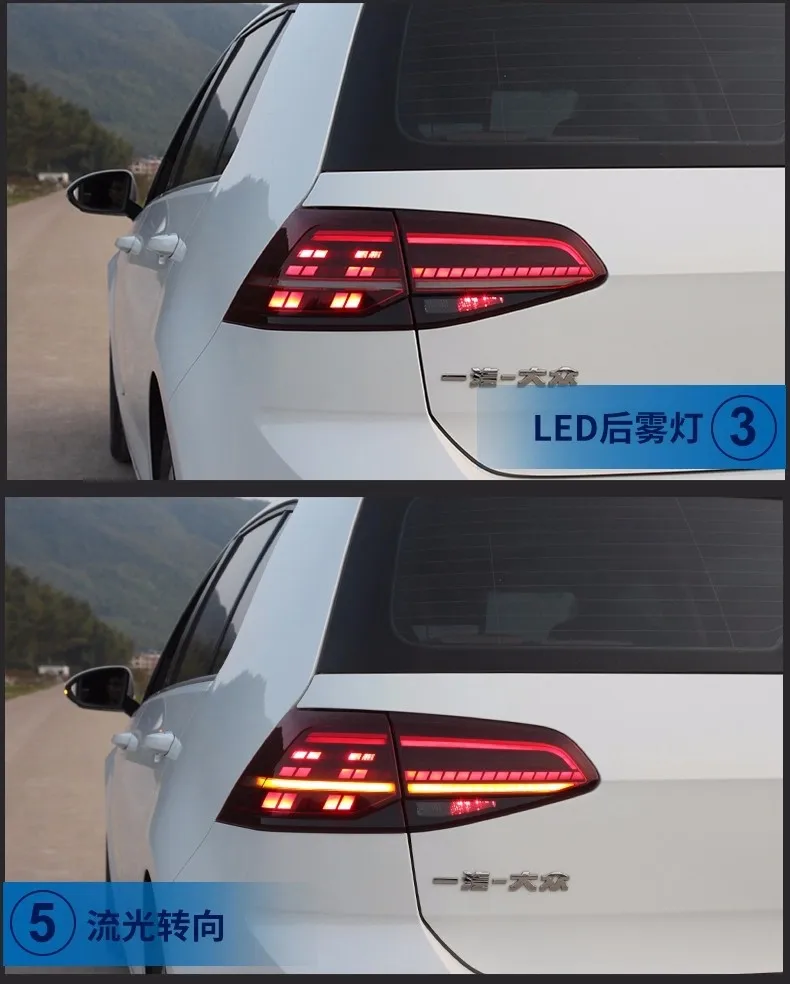 

ADT 2018 new Car Styling Golf 7 Tail Lights 2013-2017 Golf 7 MK7 LED Tail Light R20 Rear Lamp LED DRL brake light LED