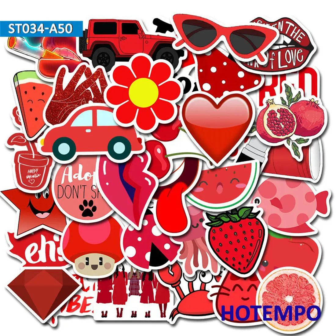 50 шт. милые красные наклейки в стиле VSCO смешанные форме узора для дневника