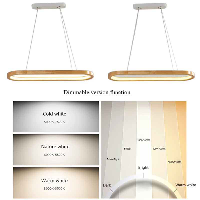 Светодиодный подвесной светильник из дерева для кухни обеденный стол