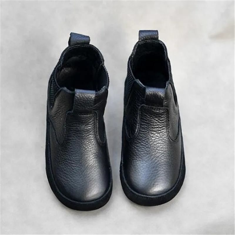 

New Children Ankle Boots Genuine Leather Boys Girls Spring/Autumn Flat Breathable Baby Shoes Kids Leather Boots 02B