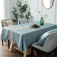 water proof rectangle restaurant tablecloth european luxury embroidery table cloth 100 polyester solid color for home party