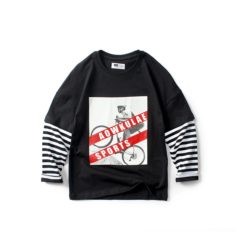 Boys t Shirts 2020 New Style Kids Poleras Print Long Sleeve Cotton Fake Two Piece Soft Knitting Bing Girls Tops |