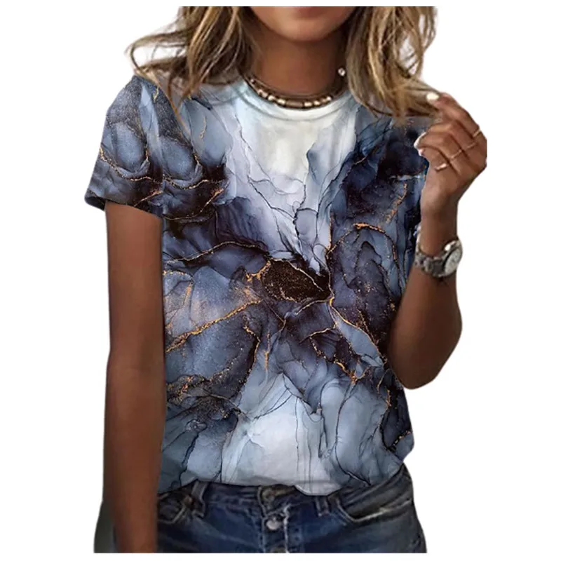 

3XL Plus Size Women 3D Floral Print T Shirt Summer 2021 New Fashion Casual O-Neck Short Sleeve Shirt Streetwear Ladies Tee Tops