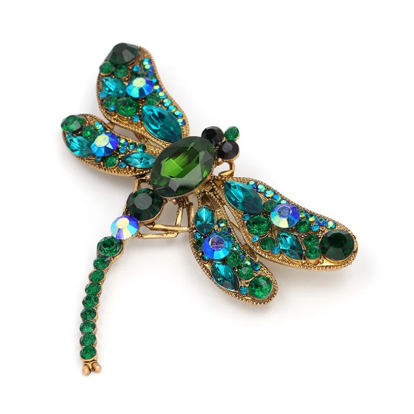 

Crystal Vintage Dragonfly Brooches Pin for Women Insect Fashion Dress Hats Coat Accessories Cute Jewelry Blue/Silver/Green/Red
