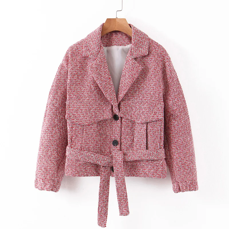 Женские однобортные куртки Harada элегантные с отложным воротником и поясом на