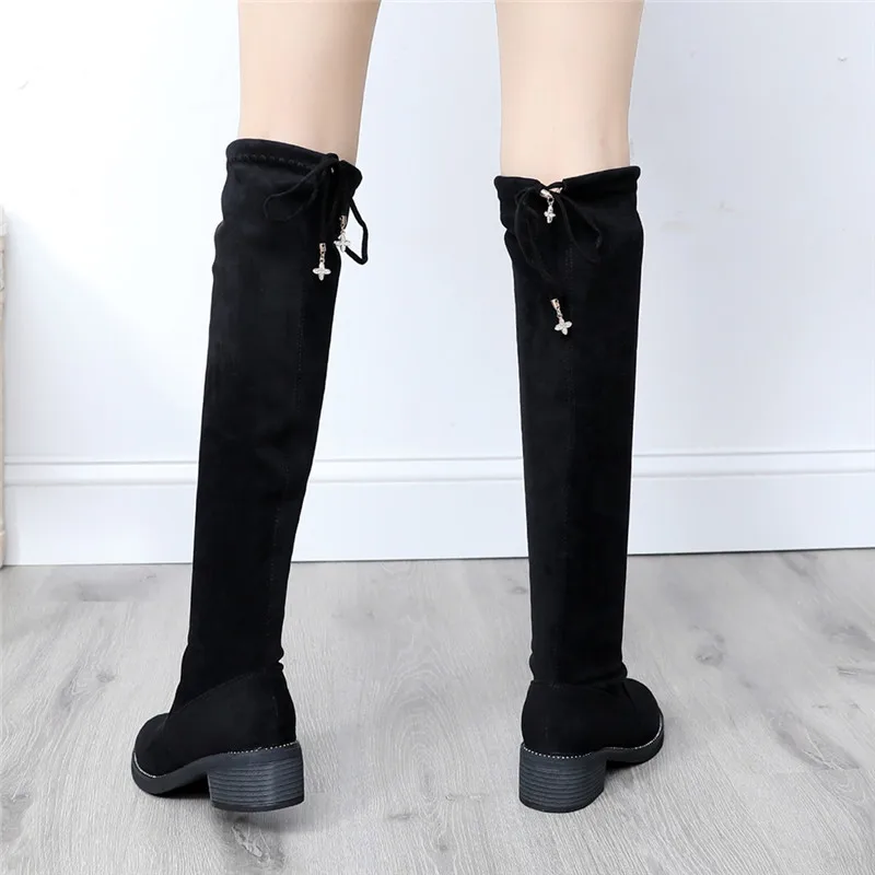 

Boots Shoes Flat Heel Boots-Women Round Toe Winter Footwear Padded Rubber 2021 Ladies Over-the-Knee Low Mid Calf Basic Mid-Calf