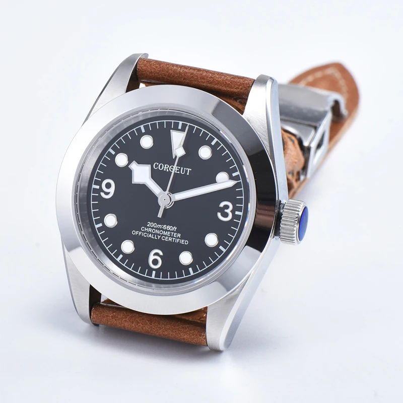 Часы мужские механические с кожаным ремешком 41 мм|Мужские часы| |