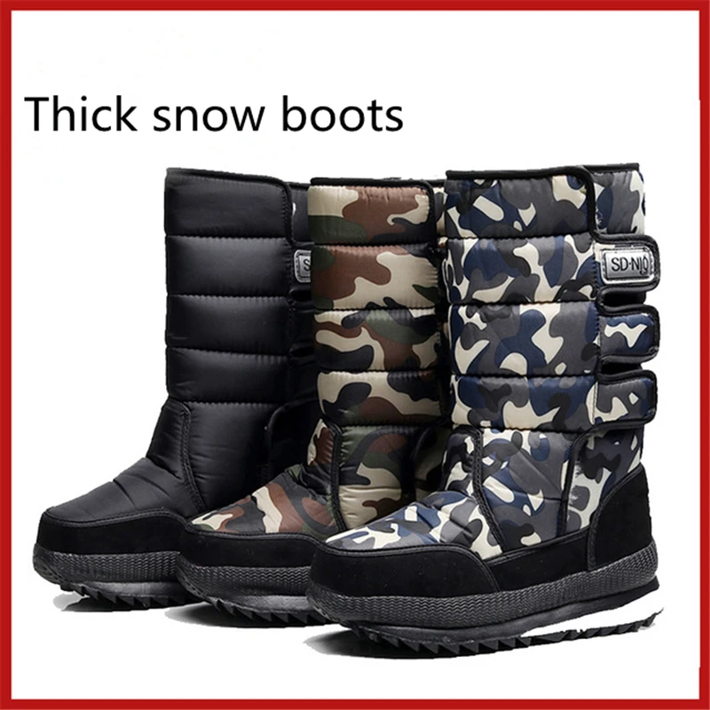 

2021 Men's Outdoor Snow Boots Winter New Thick-Soled High-Tube Cotton Boots Men's Thick Plush Waterproof Non-Slip Men's Shoes