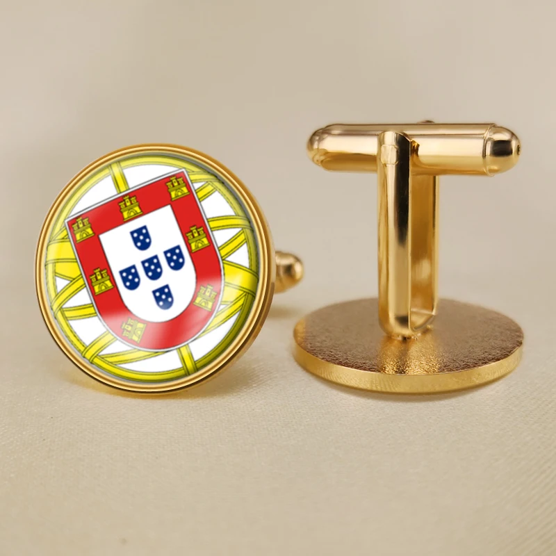 Запонки Герб Португалии карта флаг государственная эмблема|Зажимы для галстука