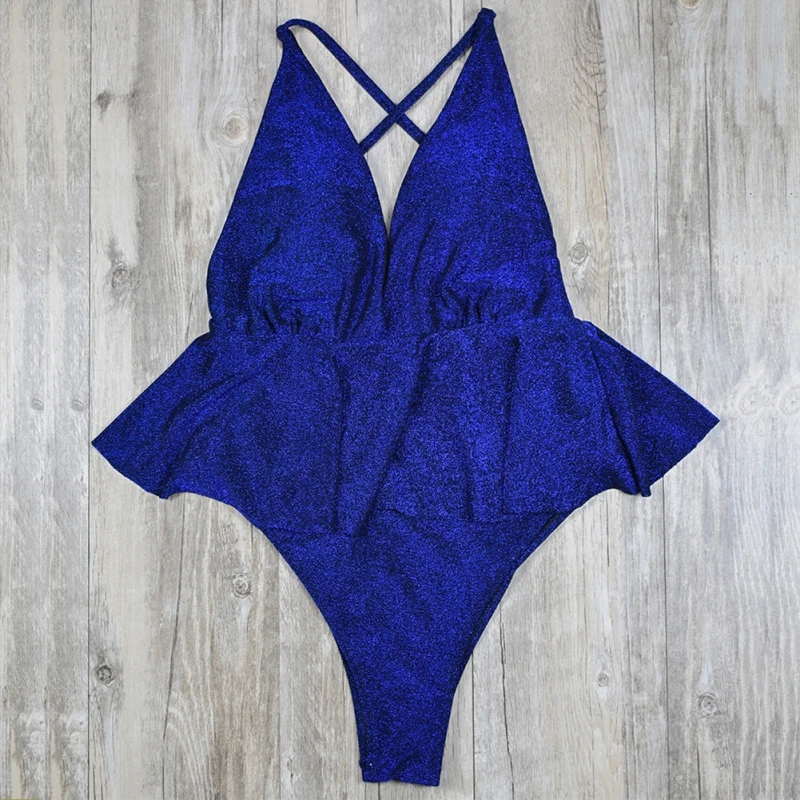 

Solid Color Backless Strap Elegant Vintage One-piece Swimsuits New