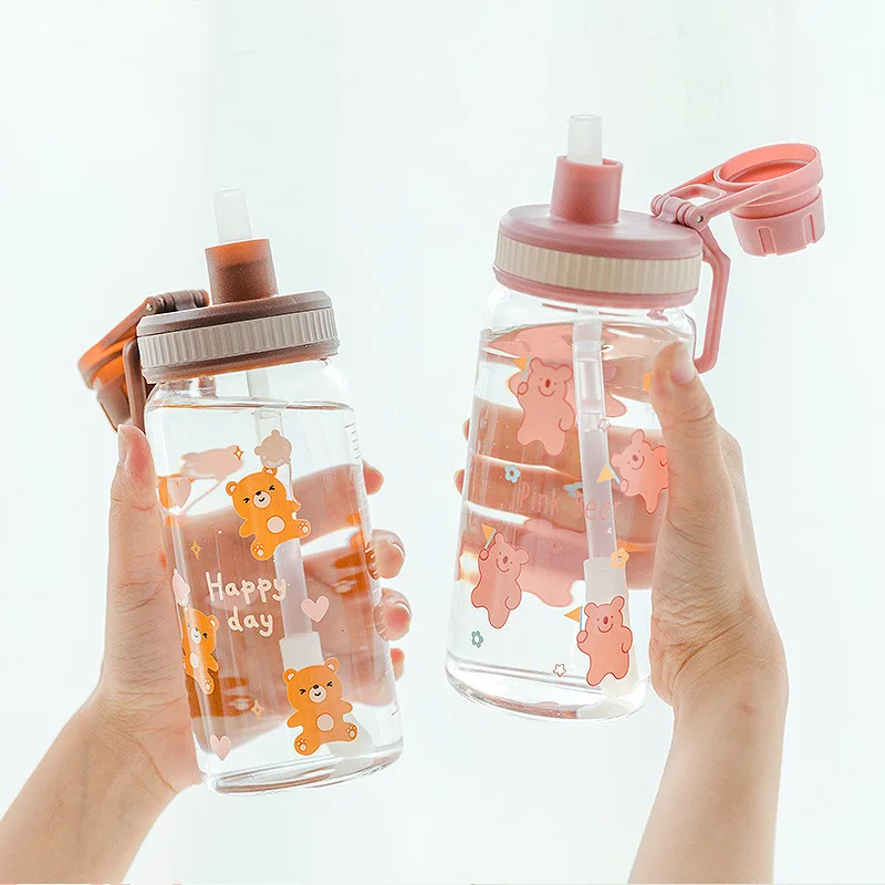 Boba чайные чашки с милым медведем соломенные стеклянные кружки чашка для кофе