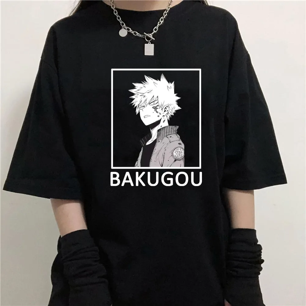 

Boku No Hero Academia Bakugou Print O-Neck Top Clothes Unisex Tshirt Men Women Tshirt Japanese Anime T-Shirts Men