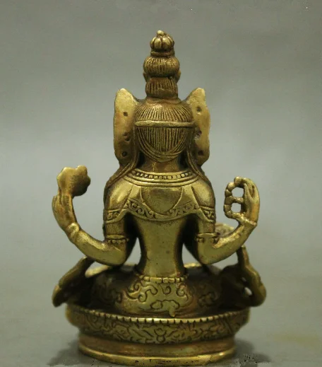 Народное искусство Китая Тибет Тибетский латунь Буддизм kwan-инь 4 руки ченрезиг