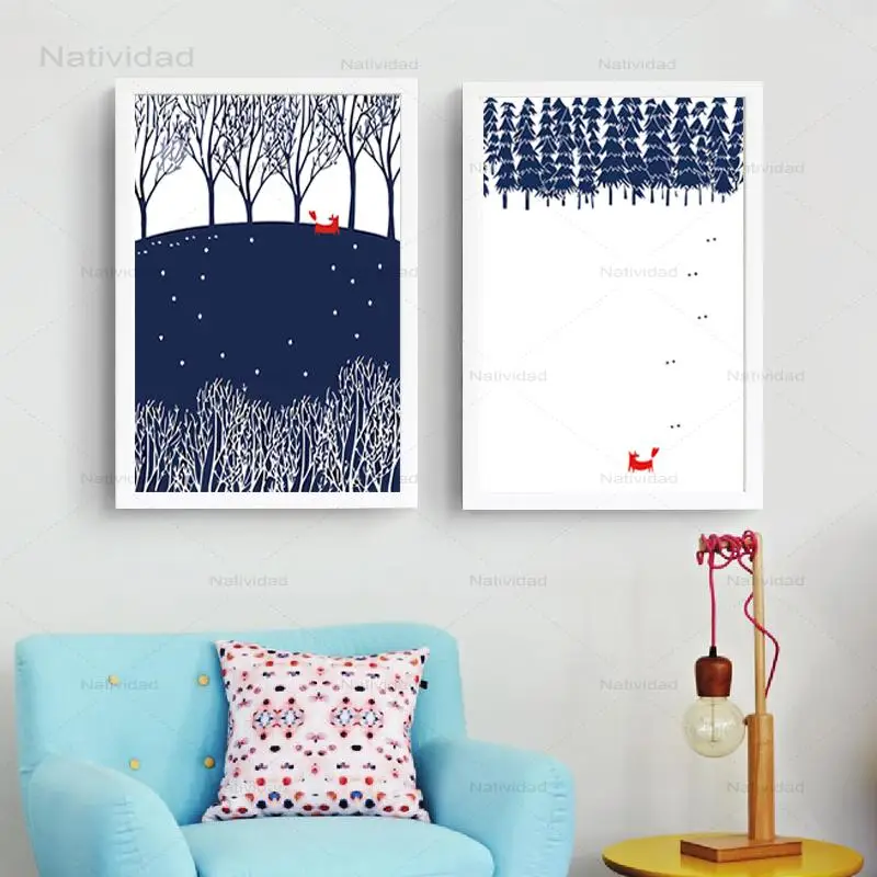 Настенная картина Red Fox с изображением лесного Пейзажа для детской комнаты