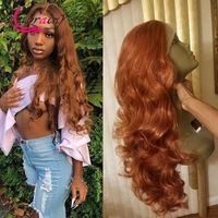 hd transparant 13x6 orange copper red human hair lace frontal wigs body wave lace front pre plucked honey blonde glueless wigs