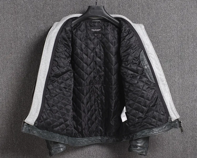 Мужская кожаная куртка с капюшоном черная винтажная мотоциклетная из овечьей